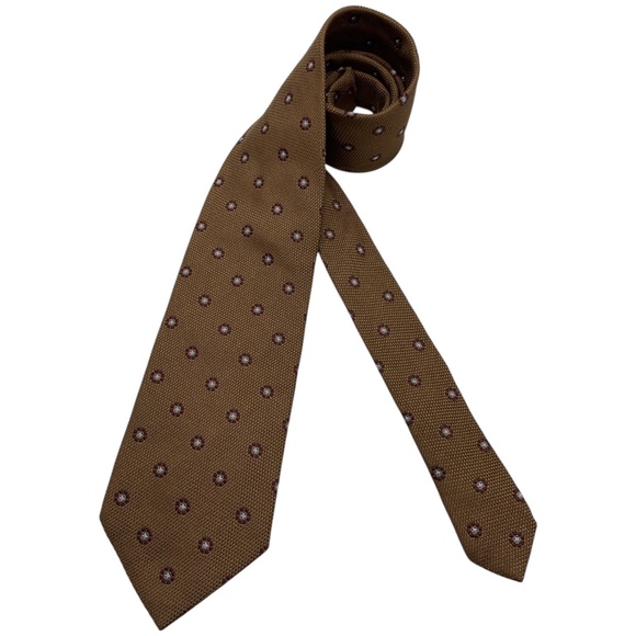 ZADI ANDREWS Brown Geometric Silk LUXURY Tie ITALY - Picture 1 of 5